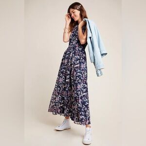 Gal Meets Glam Siena Floral Maxi Dress Navy size 6